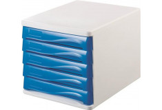 Zásuvky Helit 5-dielne sivo-modré