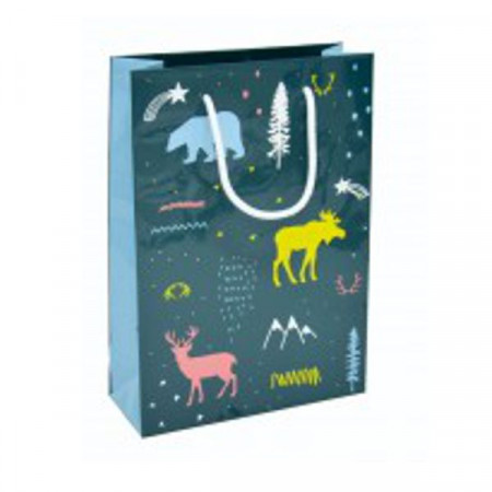 Darčeková taška vianočná 20x8x28cm zvieratá