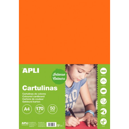 Farebný papier A4 170g APLI A14238 oranžový